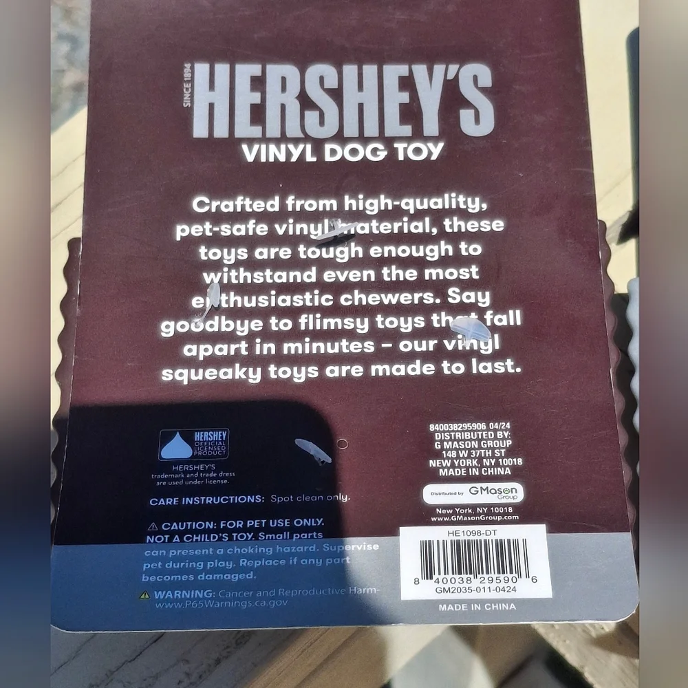 Set Of Two Hershey's and York Vinyl Dog Squeaky Toys